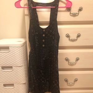 Pattern summer mini dress with cut out back